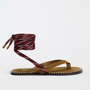 NWT - Zara - Flat Sandals with Laces - Size 37